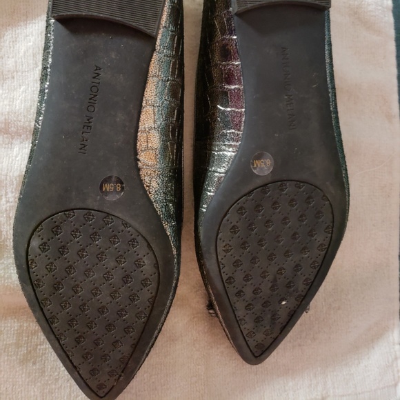 Metallic (gold/silver) Antonio Melanie Flats 8.5M with bow New - Picture 5 of 5